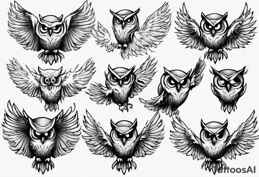 Demonic Owl Flying Attack. tattoo idea