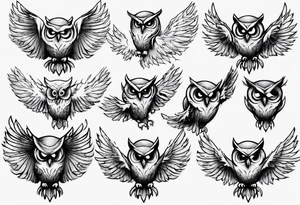Demonic Owl Flying Attack. tattoo idea