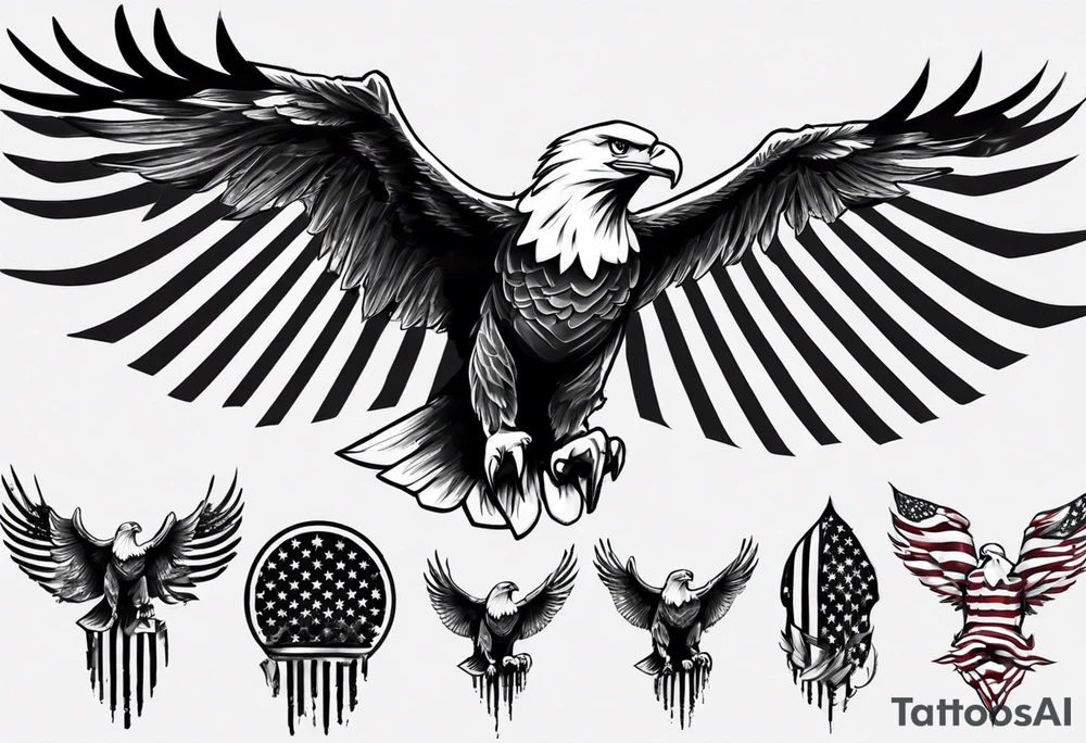 free bird eagle and American flag tattoo idea