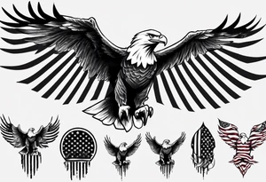 free bird eagle and American flag tattoo idea