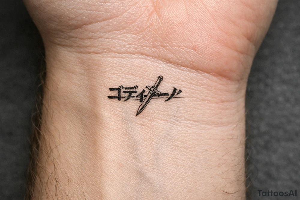 ゴディーノ with sword through name tattoo idea