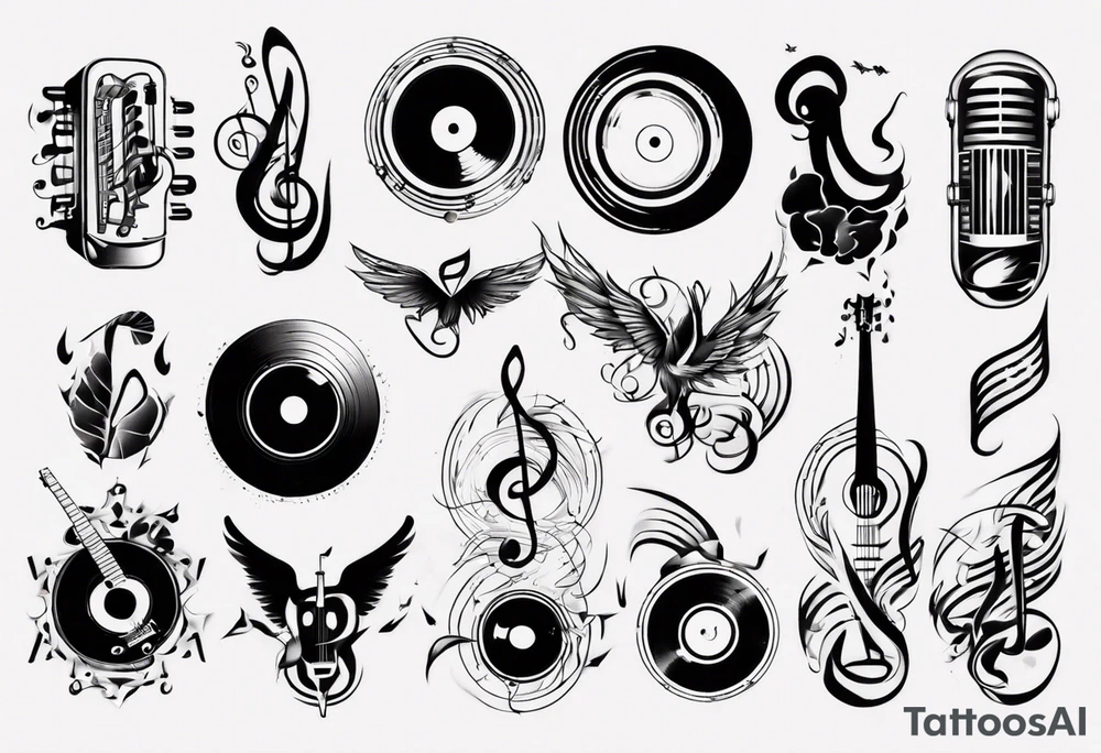 music negative style tattoo idea