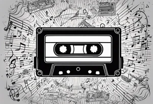 Retro cassette with notes. tattoo idea