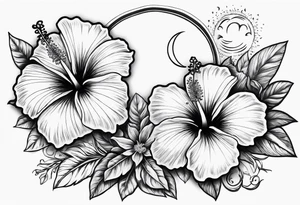 hibiscus flowers with moon and sun something inspirational and meaning for the forearm tattoo idea