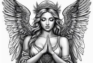 Angel with prayer hands tattoo idea