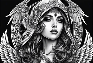 angel of death with a skull head tattoo idea