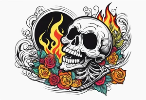Burning skeleton tattoo idea