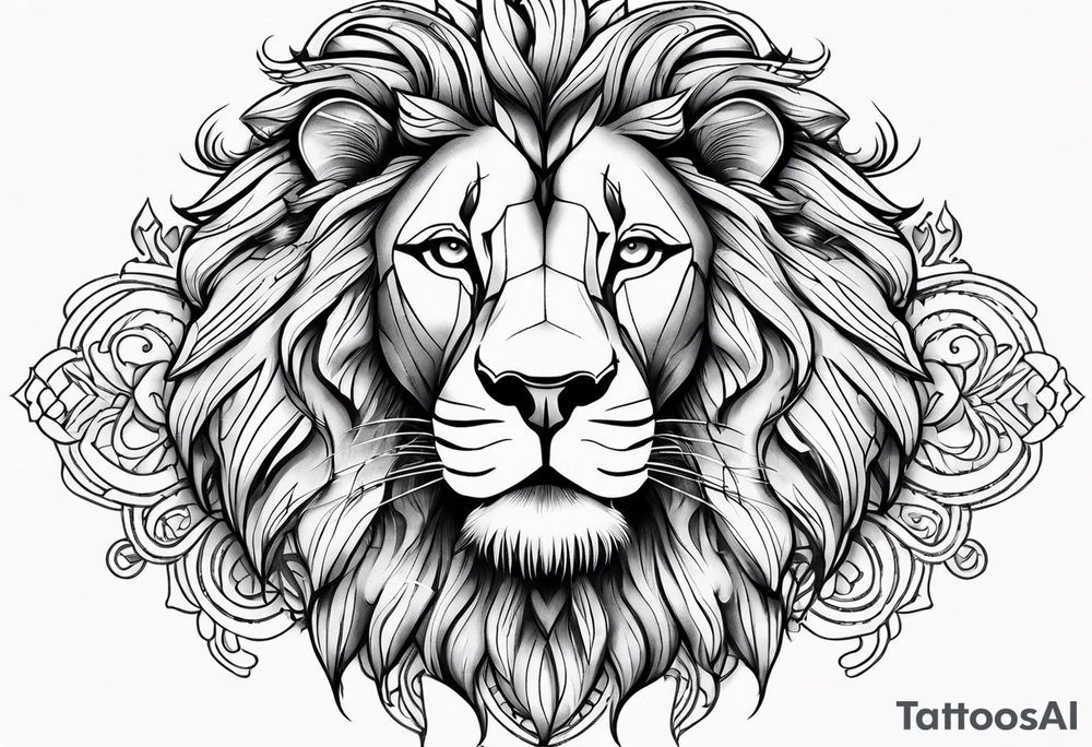 lion face, symmetrical, chest tattoo tattoo idea