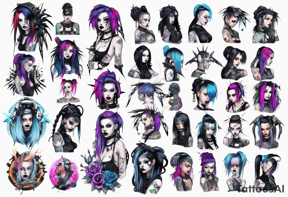 big titty cyber goth girl tattoo idea