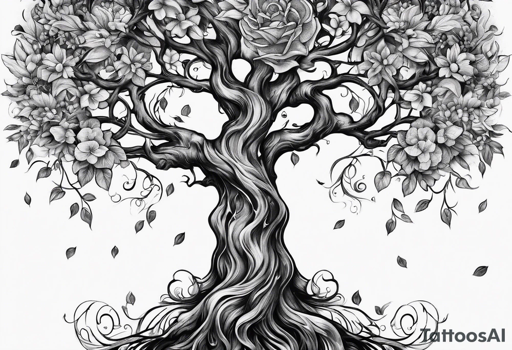 Family tree with names tattoo idea