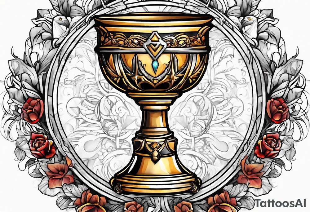 chalice surrounded by halo tattoo idea