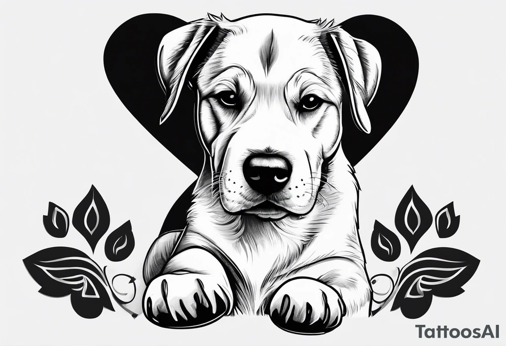 dog paw with  coordinates tattoo idea