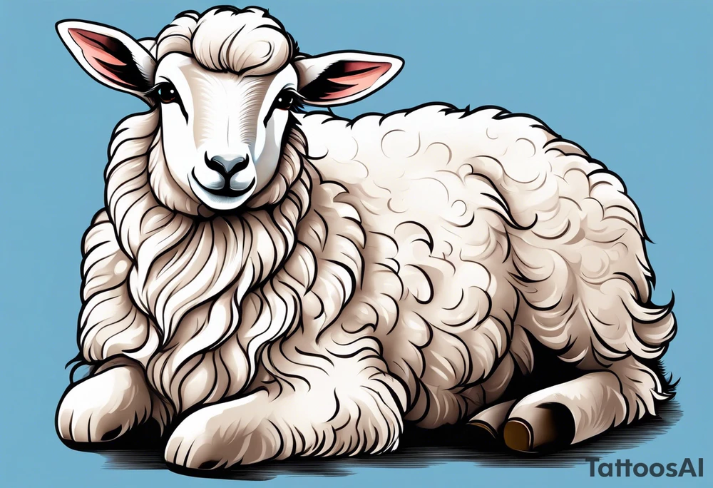 Pastel blue Lamb tattoo idea