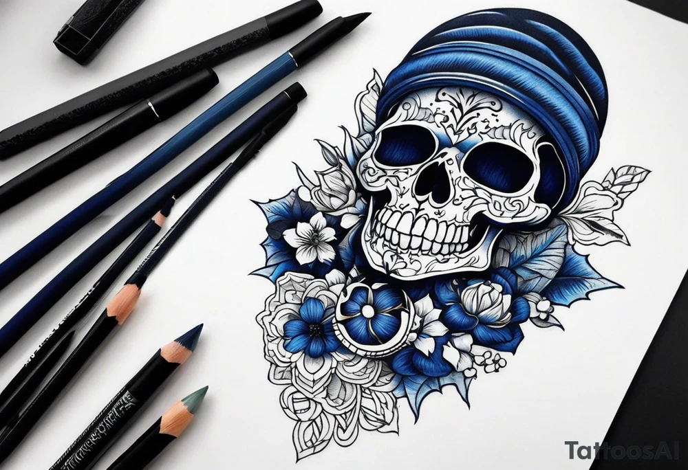 Coverup navy theme skull tattoo idea