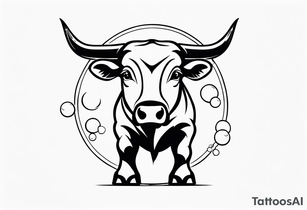 back of wallstreet bull with balls between legs tattoo idea