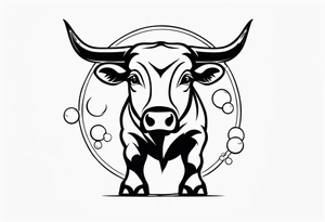 back of wallstreet bull with balls between legs tattoo idea