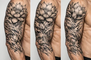 a lotus flower with fine linework tattoo idea