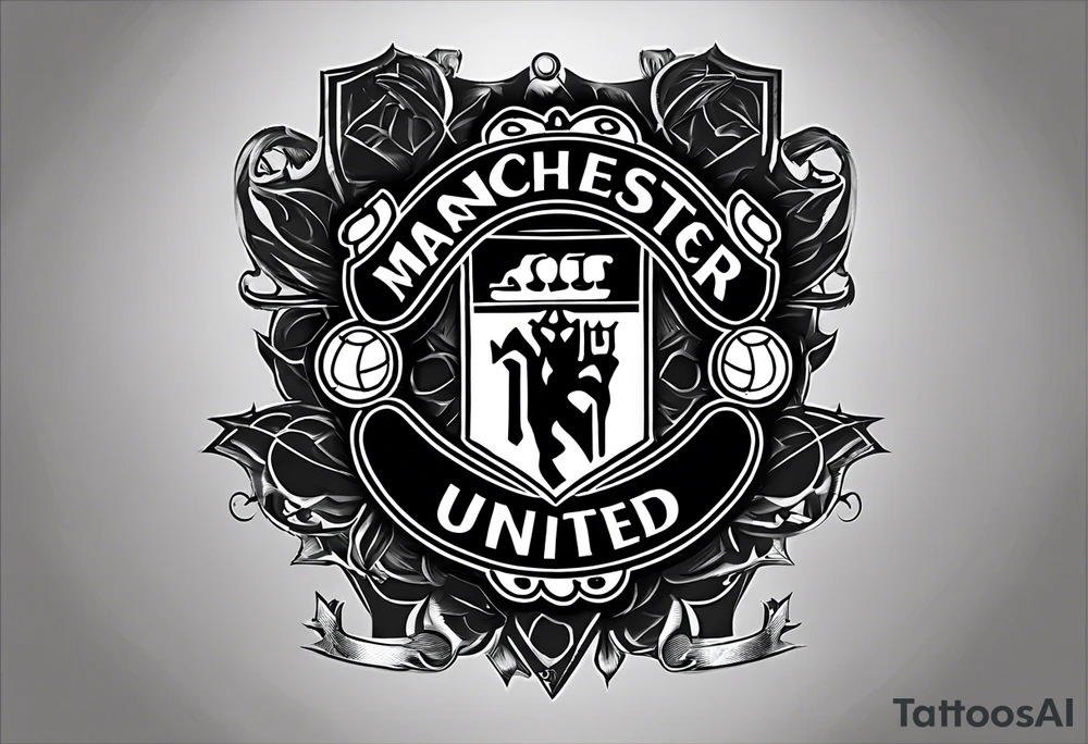 Manchester United, two cats, God, edm, all combined into one art. manchester united crest to be the focal point. Instead of the devil in the crest, add Cross tattoo idea