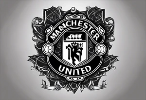 Manchester United, two cats, God, edm, all combined into one art. manchester united crest to be the focal point. Instead of the devil in the crest, add Cross tattoo idea