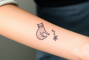 Goddess artemis including cat and mugwort tattoo idea