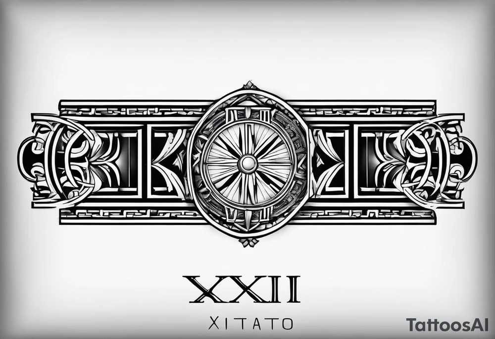 Leg band solid Roman numerals IX XI tattoo idea