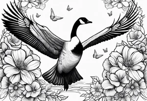 canadian goose taking off flowers Background tattoo idea