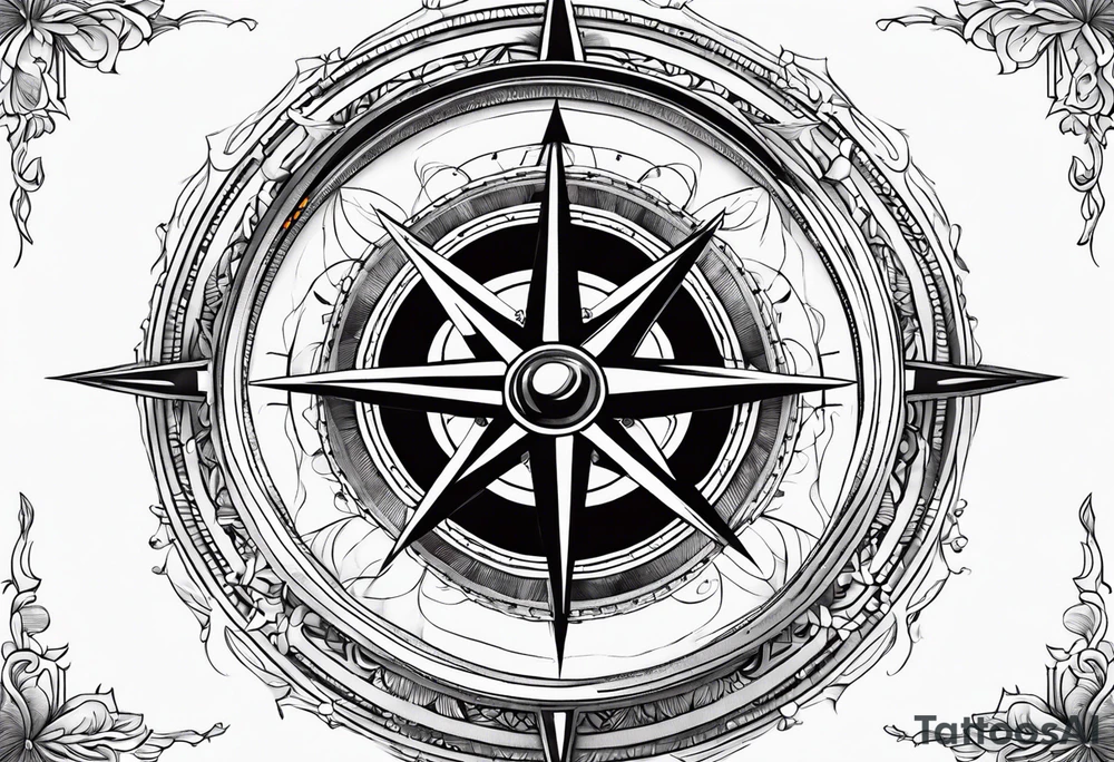 Nautical compass with firedapartment tattoo idea