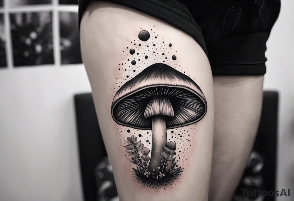 tattoo sleeve girl tongue mushrooms tattoo idea