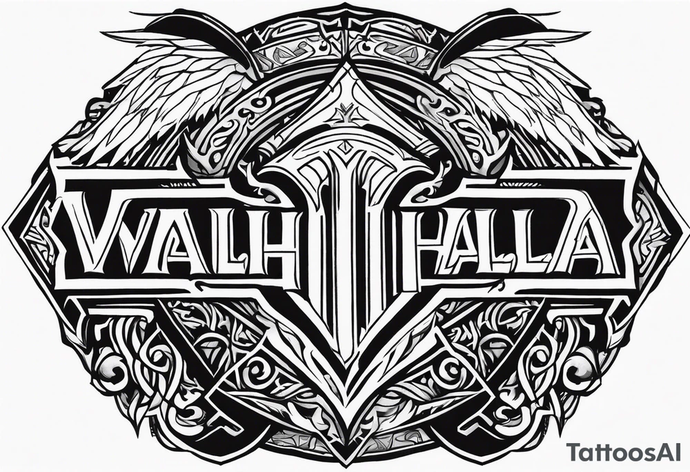 Valhalla sword shield steps tattoo idea