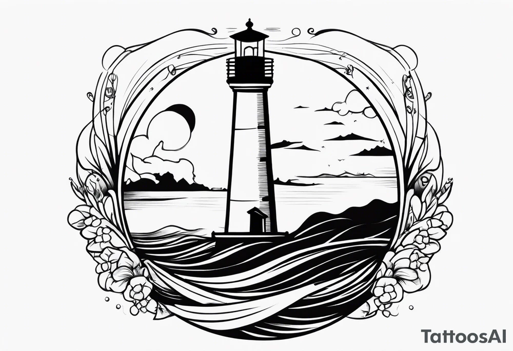farol em meio ao oceano tattoo idea