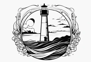 farol em meio ao oceano tattoo idea