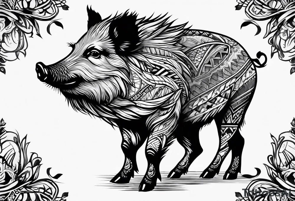 wild boar tattoo idea