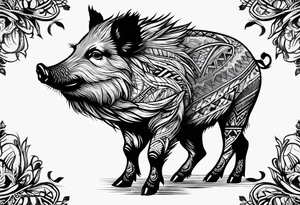 wild boar tattoo idea