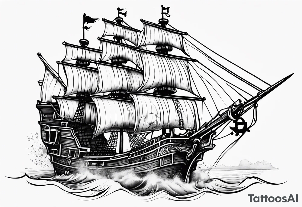 A pirate ship tattoo idea