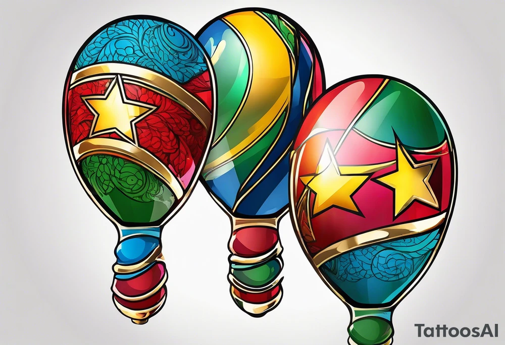 2 colorfull swinging maracas with cuban star tattoo idea