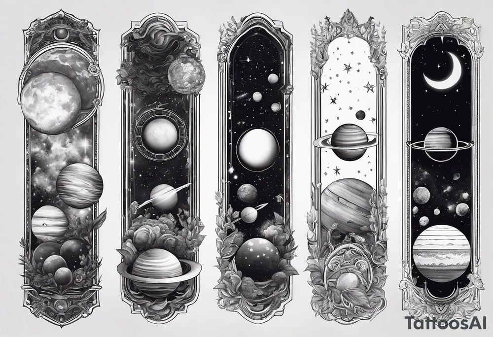 solar system spine tattoo idea