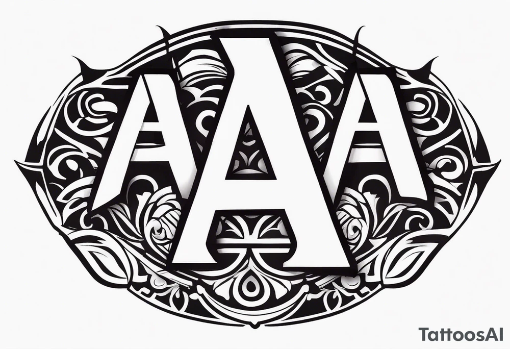 the letters A R in the middle of a ninja headband tattoo idea