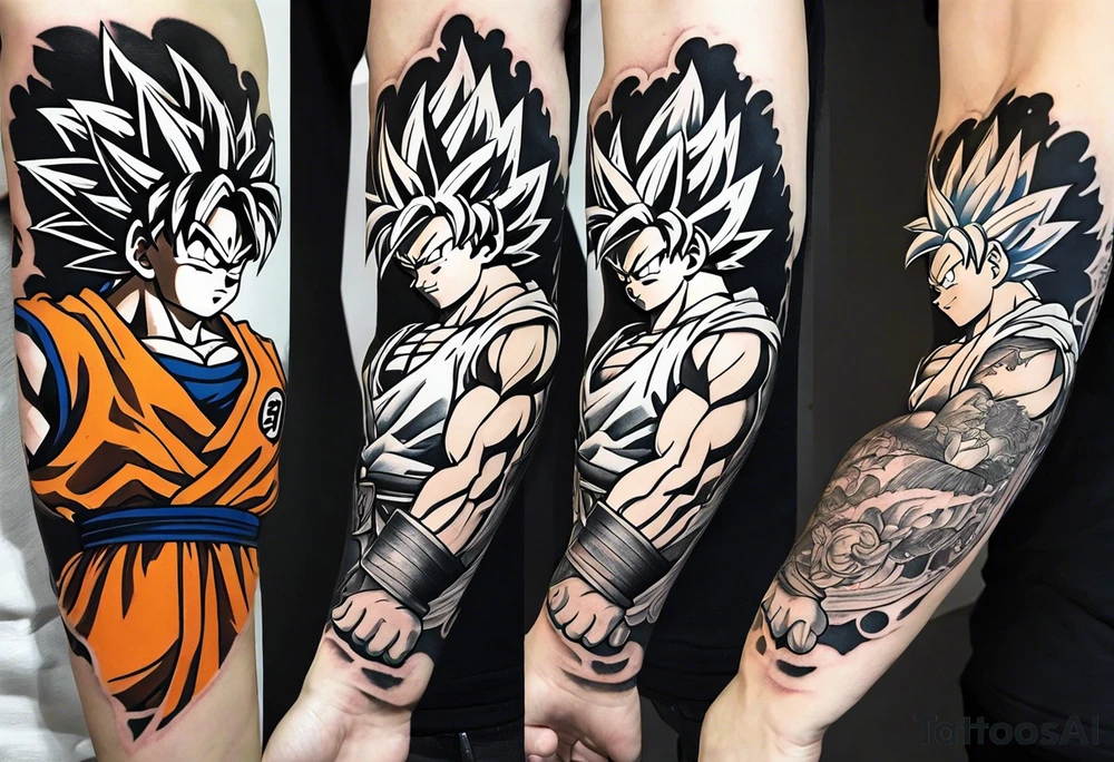 Tattoo on arm with goku with wings tattoo idea