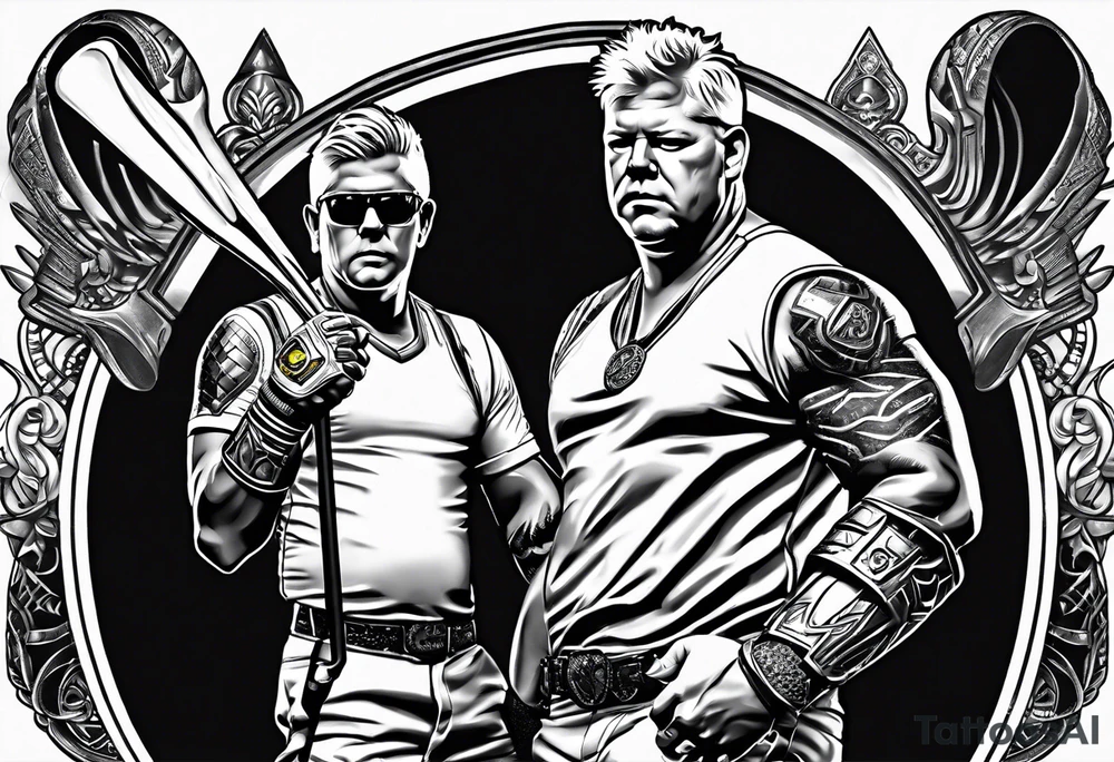 John Daly wearing the Infinity Gauntlet on one hand and holding a putter on the other hand. tattoo idea