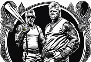 John Daly wearing the Infinity Gauntlet on one hand and holding a putter on the other hand. tattoo idea