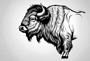 Bison head outline tattoo idea