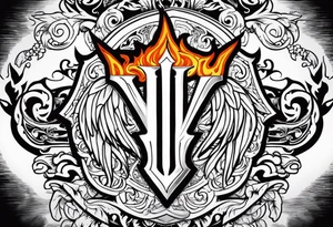 Valhalla on fire shield sword tattoo idea