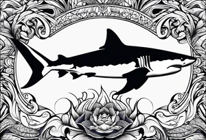 tiger shark with cool texture pattern top view tattoo idea