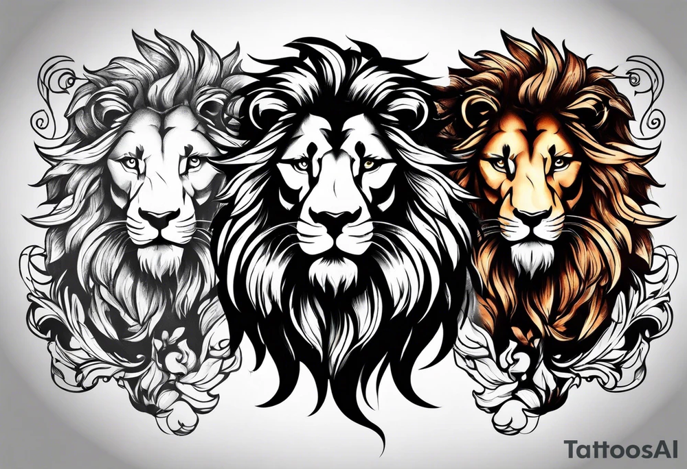 Lion and 3 aries tattoo idea