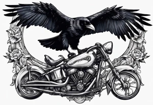 Raven holding skull in claw,and scythe in the shape of anchor tattoo idea