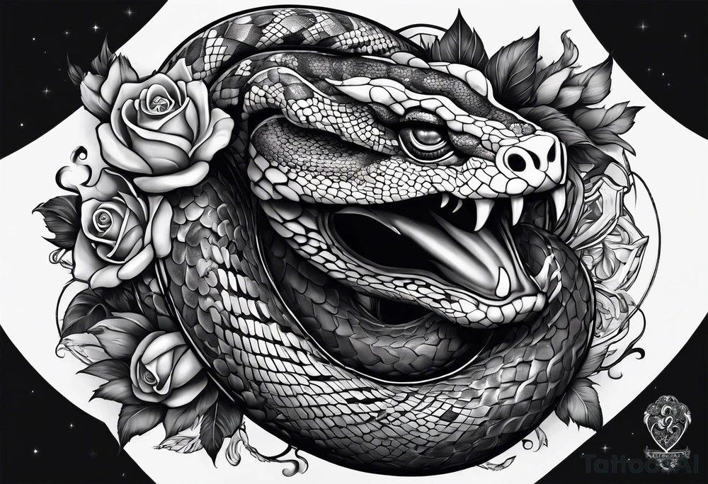 Snake eating human heart tattoo idea