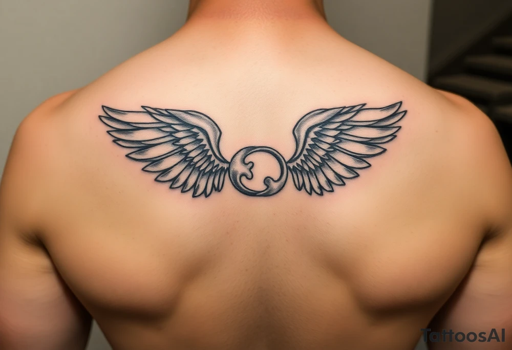 “Wing that shows struggle without glorifying ‘brokenness’—more mended/covered/cared for. Clean blackwork, gentle shading, small scripture reference optional, autism-affirming infinity loop (not puzzle piece tattoo idea “Wing that shows struggle without glorifying ‘brokenness’—more mended/covered/cared for. Clean blackwork, gentle shading, small scripture reference optional, autism-affirming infinity loop (not puzzle piece tattoo idea