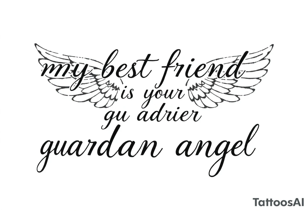 my best friend is my guardian angel with angel wings tattoo idea