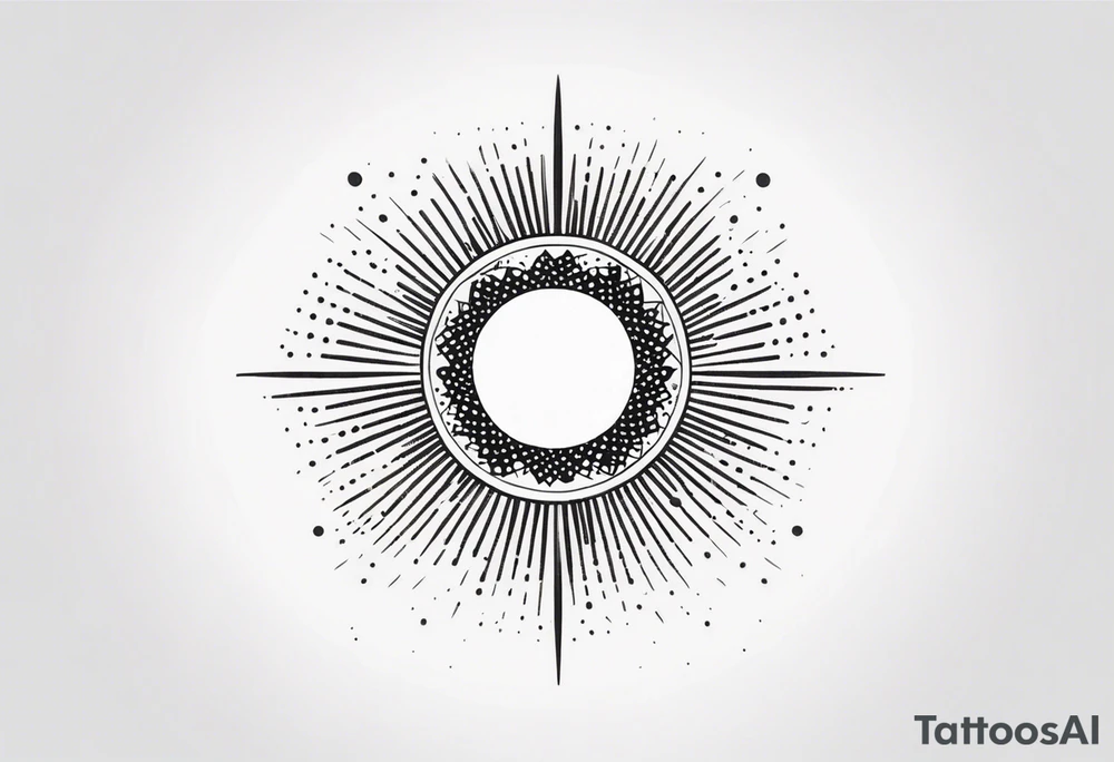 simplistic sun made of black dots tattoo idea