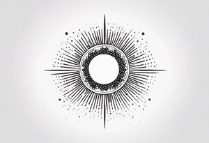 simplistic sun made of black dots tattoo idea